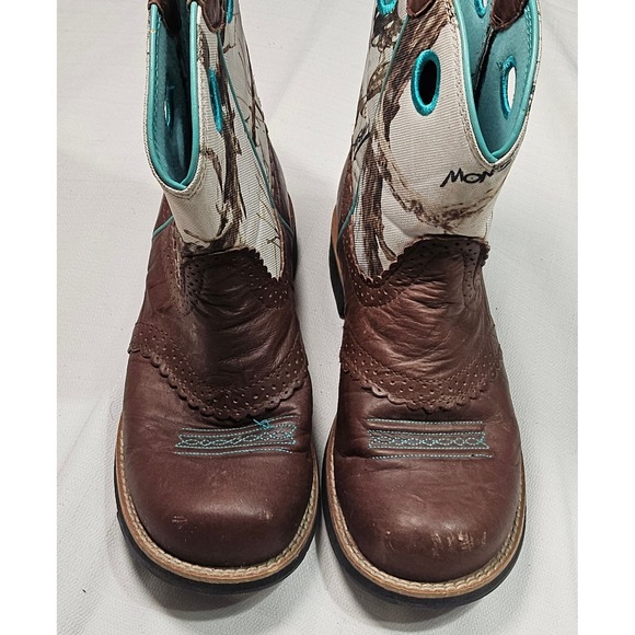 Ariat Other - Ariat Kids Western Boots Camo Print Leather‎ Turquoise Square Toe Size 4.5